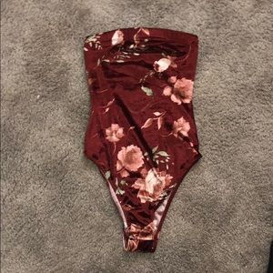 Urban outfitters floral strapless bodysuit